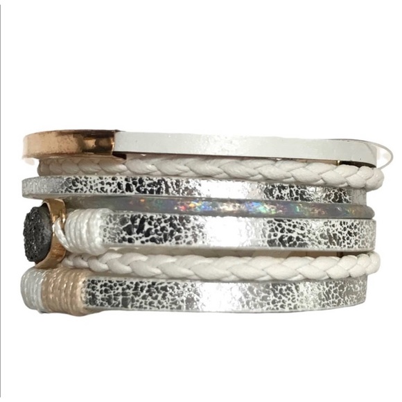 1 LEFT! Druzy Stone Layered Magnetic Women’s Cute Trendy Bracelet - Picture 4 of 5